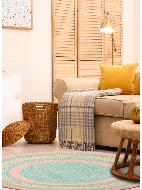 Indian Palas Denizli 3'3" x 3'3" Braided Weave Jute Rug 