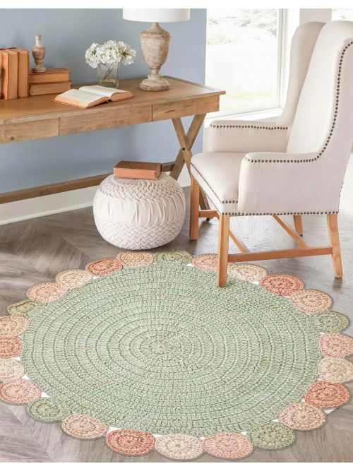 Indian Sienna 3'2" x 3'2" Braid weave Wool Rug 