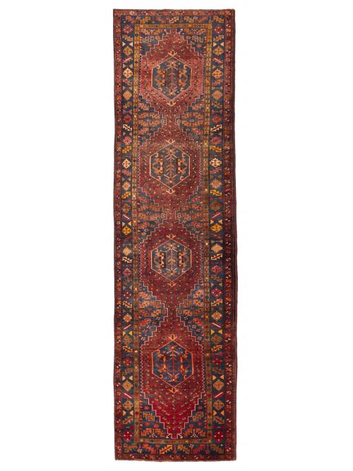 Persian Style 3'7" x 13'9" Hand-knotted Wool Runner Rug 