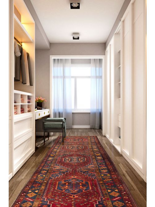 Persian Style 3'7" x 13'9" Hand-knotted Wool Runner Rug 