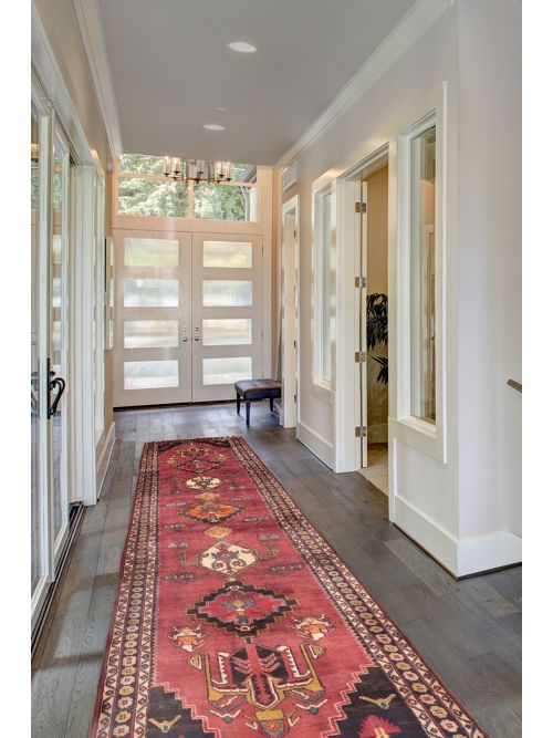 Persian Style 3'5" x 12'10" Hand-knotted Wool Runner Rug 