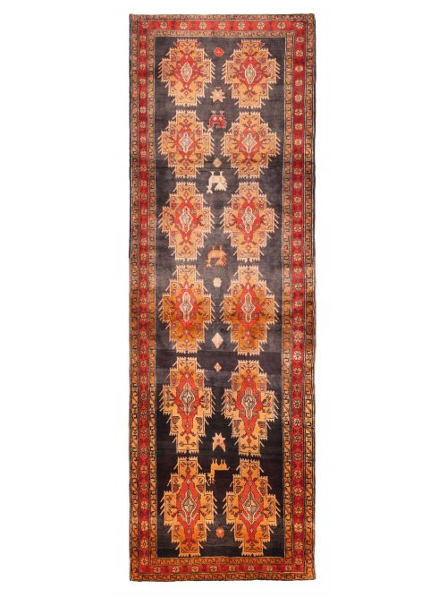 Persian Style 4'3" x 13'3" Hand-knotted Wool Runner Rug 