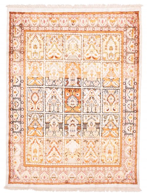 Indian Kashmir 4'11" x 6'8" Hand-knotted Viscose Rug 