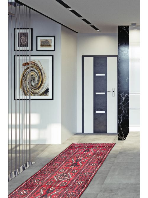 Persian Style 3'1" x 12'8" Hand-knotted Wool Runner Rug 