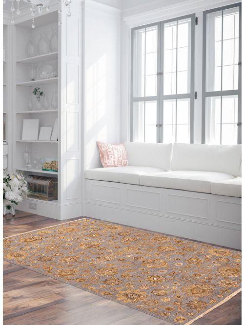 Pakistani Lahor Finest 4'9" x 7'10" Flat-Weave Wool Tapestry Kilim 