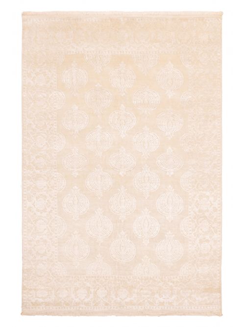 Indian Mirzapur 5'6" x 8'1" Hand-knotted Silk & Wool Rug 