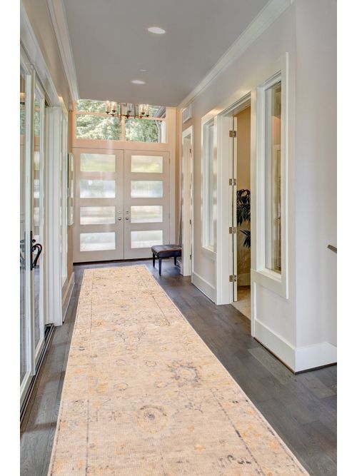 Indian Modern Oushak 2'5" x 8'3" Hand-knotted Wool Runner Rug 