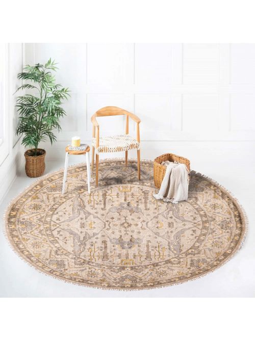 Indian Royal Oushak 9'0" x 8'9" Hand-knotted Wool Rug 