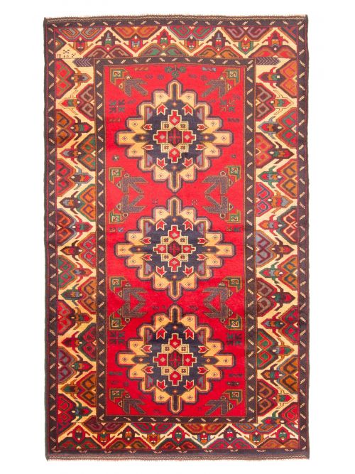 Afghan Teimani 3'10" x 6'6" Hand-knotted Wool Rug 