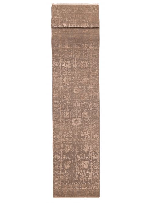 Indian Heritage 2'6" x 13'10" Hand-knotted Silk & Wool Runner Rug 