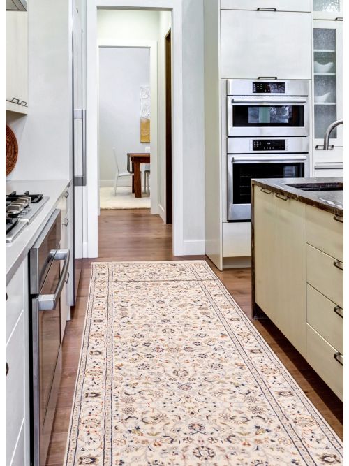 Indian Nain 2'8" x 16'3" Hand-knotted Silk & Wool Runner Rug 