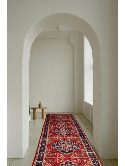 Persian Style 3'7" x 14'11" Hand-knotted Wool Runner Rug 