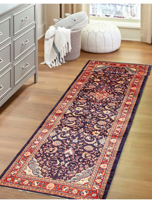 Persian Style 3'7" x 14'8" Hand-knotted Wool Runner Rug 