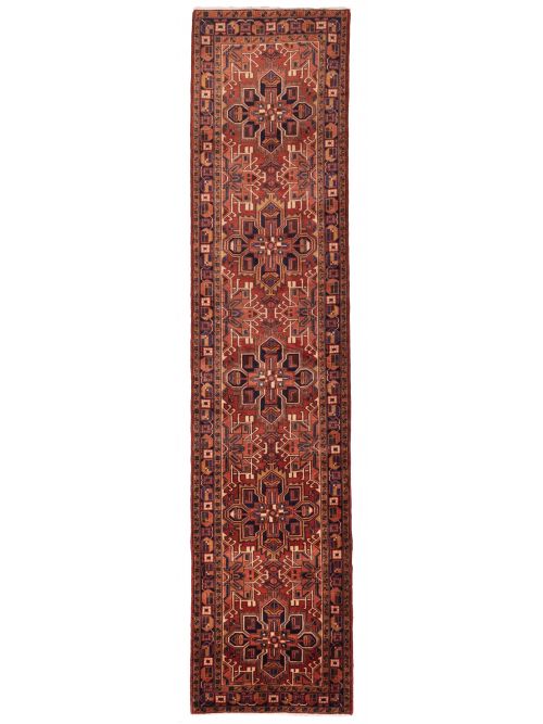 Persian Style 3'4" x 14'9" Hand-knotted Wool Runner Rug 