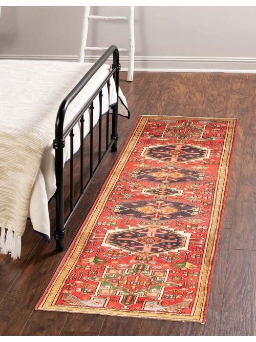Persian Style 3'2" x 10'9" Hand-knotted Wool Runner Rug 