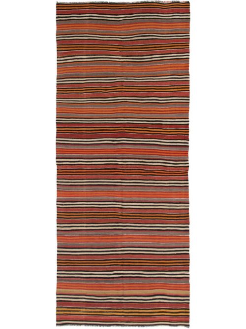 Turkish Boho 4'8" x 12'0" Flat-Weave Wool Kilim 