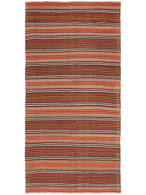 Turkish Boho 4'10" x 9'11" Flat-Weave Wool Kilim 