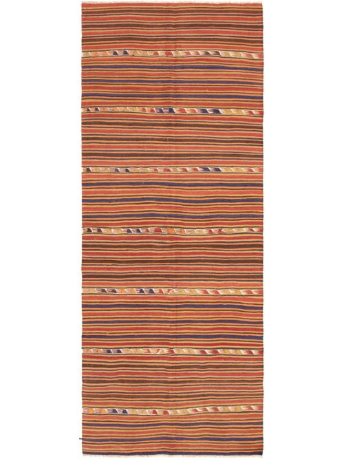 Turkish Boho 4'8" x 12'1" Flat-Weave Wool Kilim 