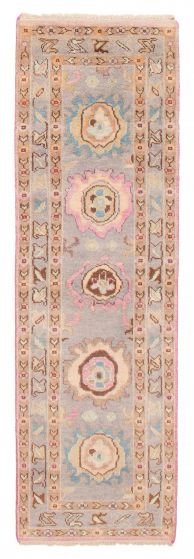 Indian Modern Oushak 2'4" x 7'11" Hand-knotted Wool Runner Rug 