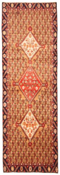 Persian Style 3'4" x 10'0" Hand-knotted Wool Runner Rug 