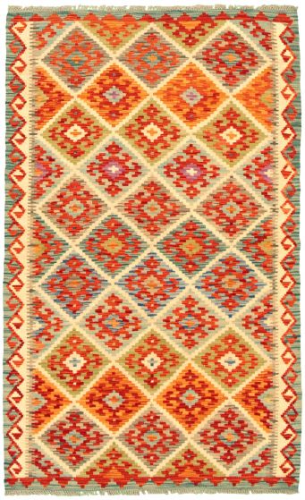 Kilim vif et coloré 4'0" x 6'6" en laine