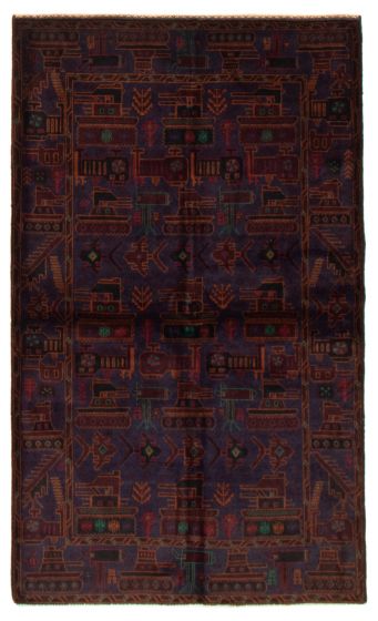 Afghan Rare War 4'0" x 6'7" Hand-knotted Wool Rug 