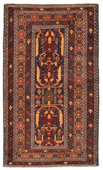 Afghan Baluch 3'8" x 6'4" Hand-knotted Wool Rug 