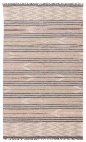 Indian Marrakech 5'2" x 8'3" Flat-Weave Hemp, Jute & Leather Kilim 
