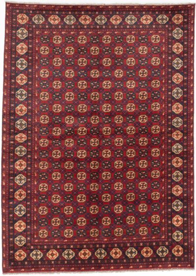 Afghan Uzbek Kargahi 6'11" x 9'7" Hand-knotted Wool Rug 