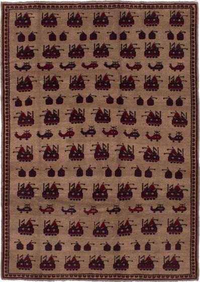 Afghan Rare War 6'11" x 9'6" Hand-knotted Wool Rug 
