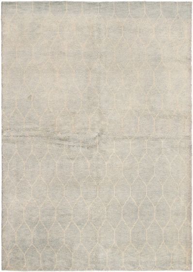 Indian Arlequin 6'3" x 8'10" Hand-knotted Wool Rug 