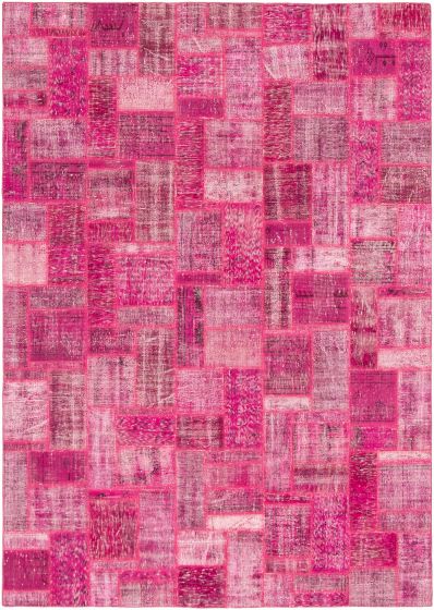 Turkish Color Transition Patchwork 6'11" x 9'9" Hand-knotted Wool Rug 