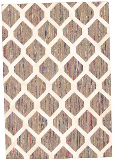 Argentina Cowhide Patchwork 4'6" x 6'7" Handmade Hemp, Jute & Leather Rug 