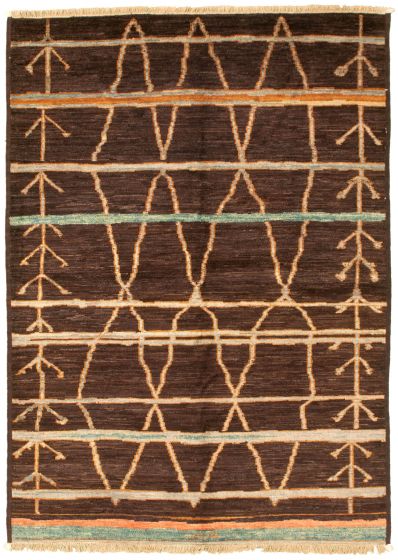 Indian Tangier 6'2" x 8'9" Hand-knotted Wool Rug 