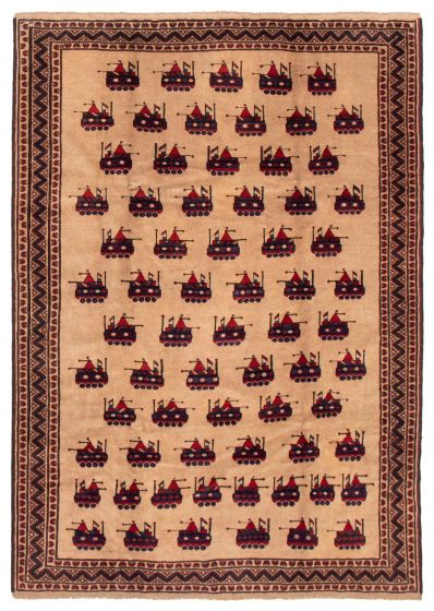 Afghan Rare War 6'7" x 9'4" Hand-knotted Wool Rug 