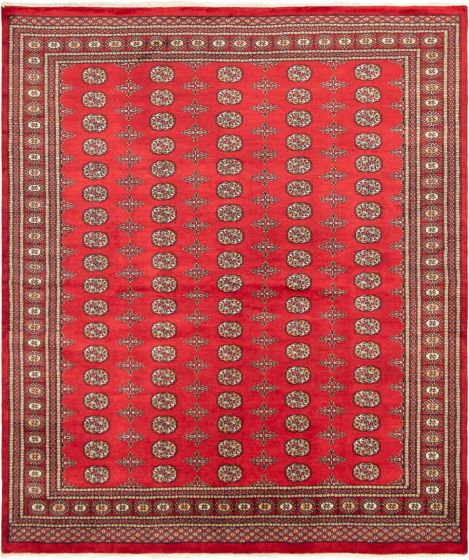 Pakistani Finest Peshawar Bokhara 8'2" x 9'7" Hand-knotted Wool Rug 