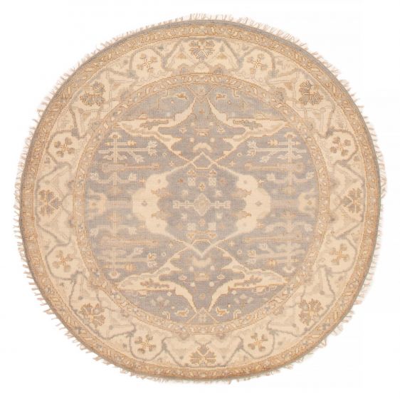 Indian Royal Oushak 6'0" x 6'0" Hand-knotted Wool Rug 
