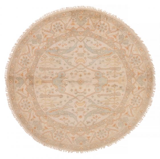 Indian Royal Oushak 6'10" x 6'10" Hand-knotted Wool Rug 