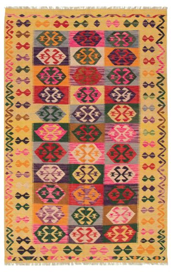 Turkish Old Style 5'10" x 8'10" Flat-Weave Wool Kilim 