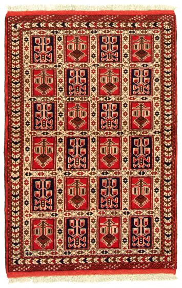 Turkmenistan Turkman 4'2" x 6'5" Hand-knotted Wool Rug 