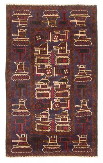 Afghan Teimani 2'8" x 4'6" Hand-knotted Wool Rug 