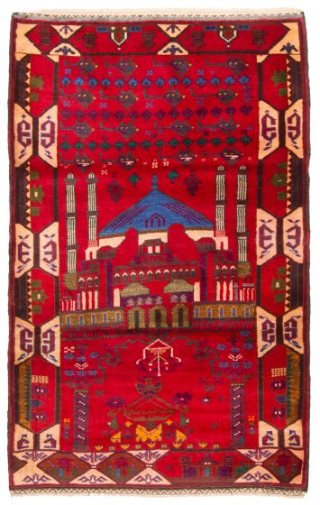 Tapis teimani 3'2" x 5'1" en laine