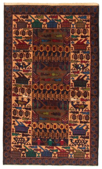 Afghan Rare War 3'10" x 6'3" Hand-knotted Wool Rug 