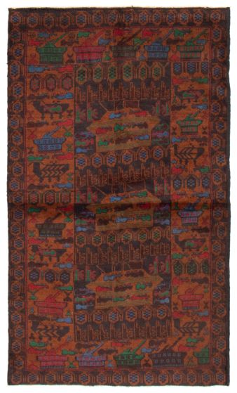 Afghan Rare War 3'7" x 6'2" Hand-knotted Wool Rug 