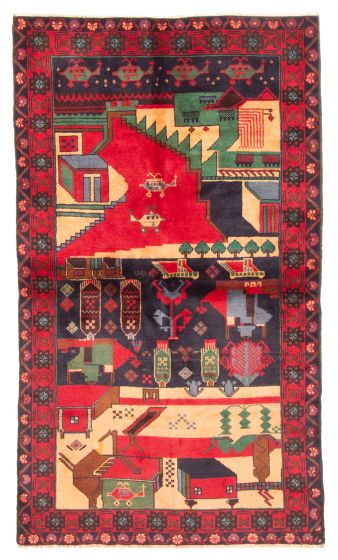 Tapis rizbaft 3'4" x 5'10" en laine