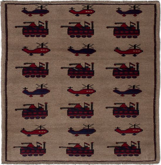 Afghan Rare War 2'11" x 4'4" Hand-knotted Wool Rug 