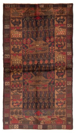 Afghan Rare War 3'7" x 6'4" Hand-knotted Wool Rug 