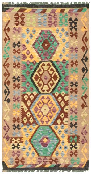 Turkish Sivas 3'3" x 6'4" Flat-Weave Wool Kilim 