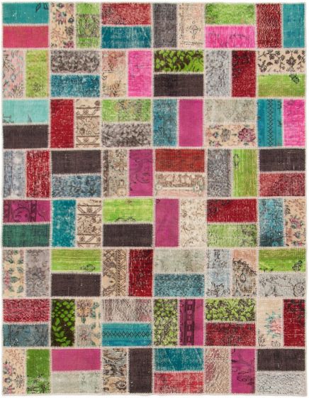 Turkish Color Transition Patchwork 5'10" x 7'7" Hand-knotted Wool Rug 