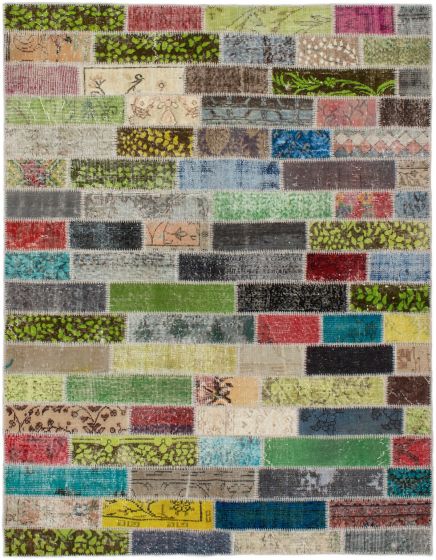 Turkish Color Transition Patchwork 5'6" x 7'2" Hand-knotted Wool Rug 